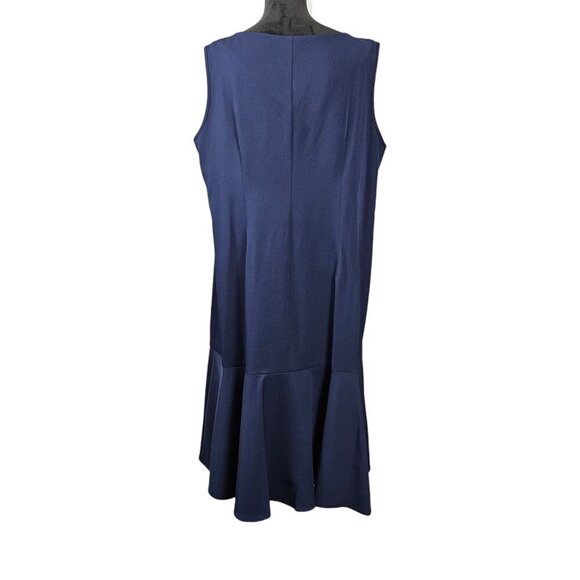 Maya Brooke Two-Piece Sleeveless And Crop Navy Blue Sequins Jacket Dress - Picture 6 of 16